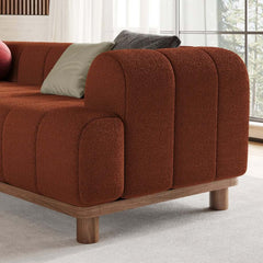 Mid-Century Modern Boucle Loveseat Sofa With Round Arms