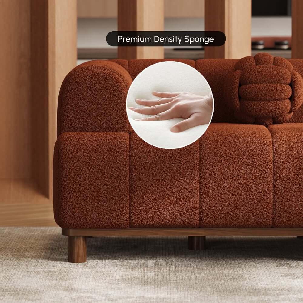 Mid-Century Modern Boucle Loveseat Sofa With Round Arms