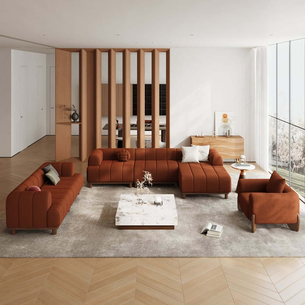 Mid-Century Modern Boucle Loveseat Sofa With Round Arms