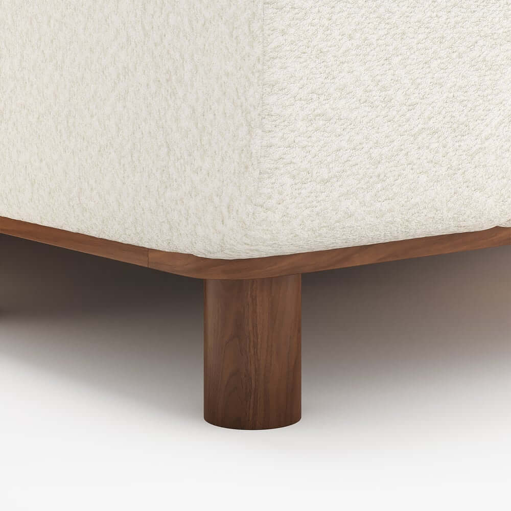 Mid-Century Modern Boucle Loveseat Sofa With Round Arms