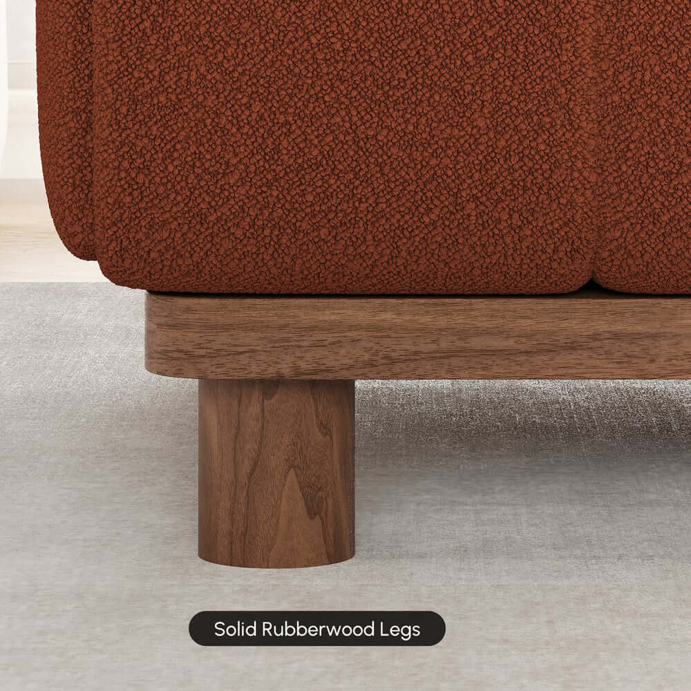 Mid-Century Modern Boucle Loveseat Sofa With Round Arms