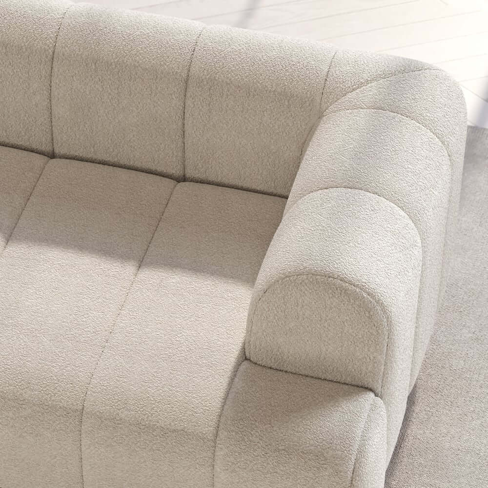 Mid-Century Modern Boucle Loveseat Sofa With Round Arms