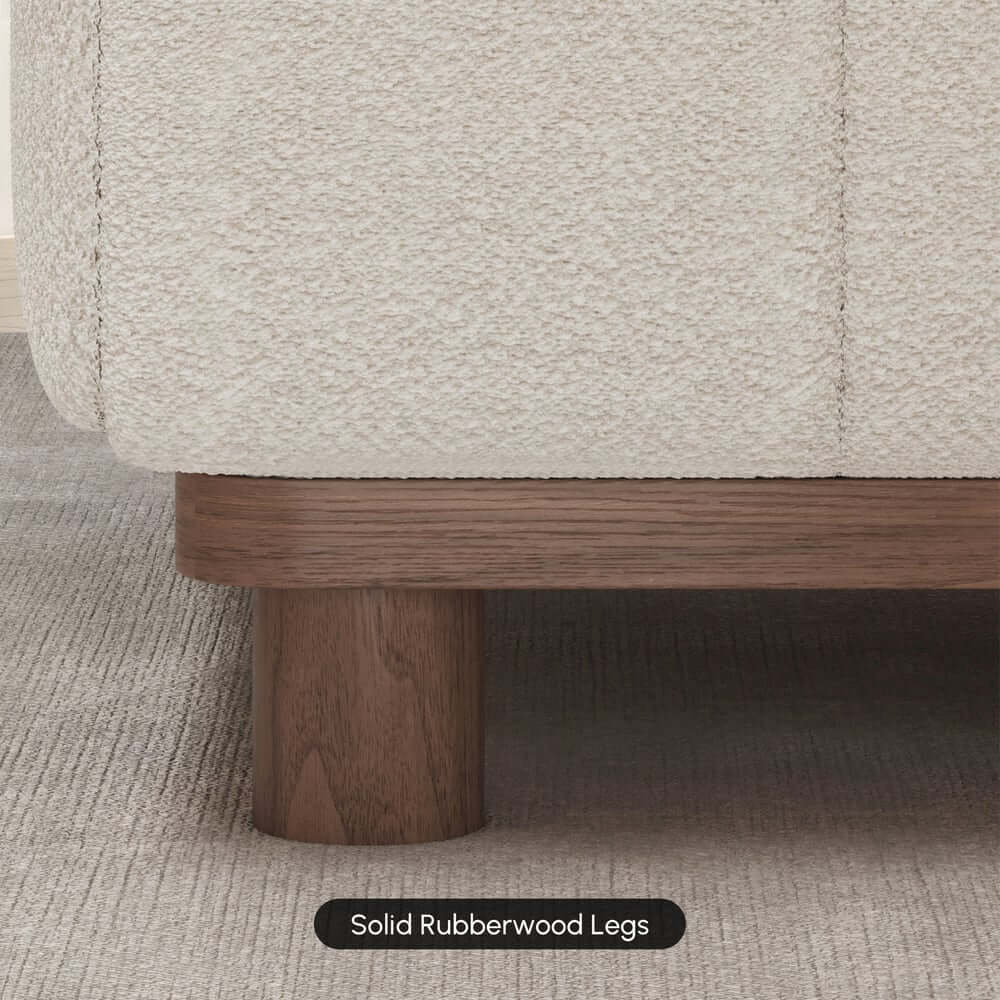 Mid-Century Modern Boucle Loveseat Sofa With Round Arms