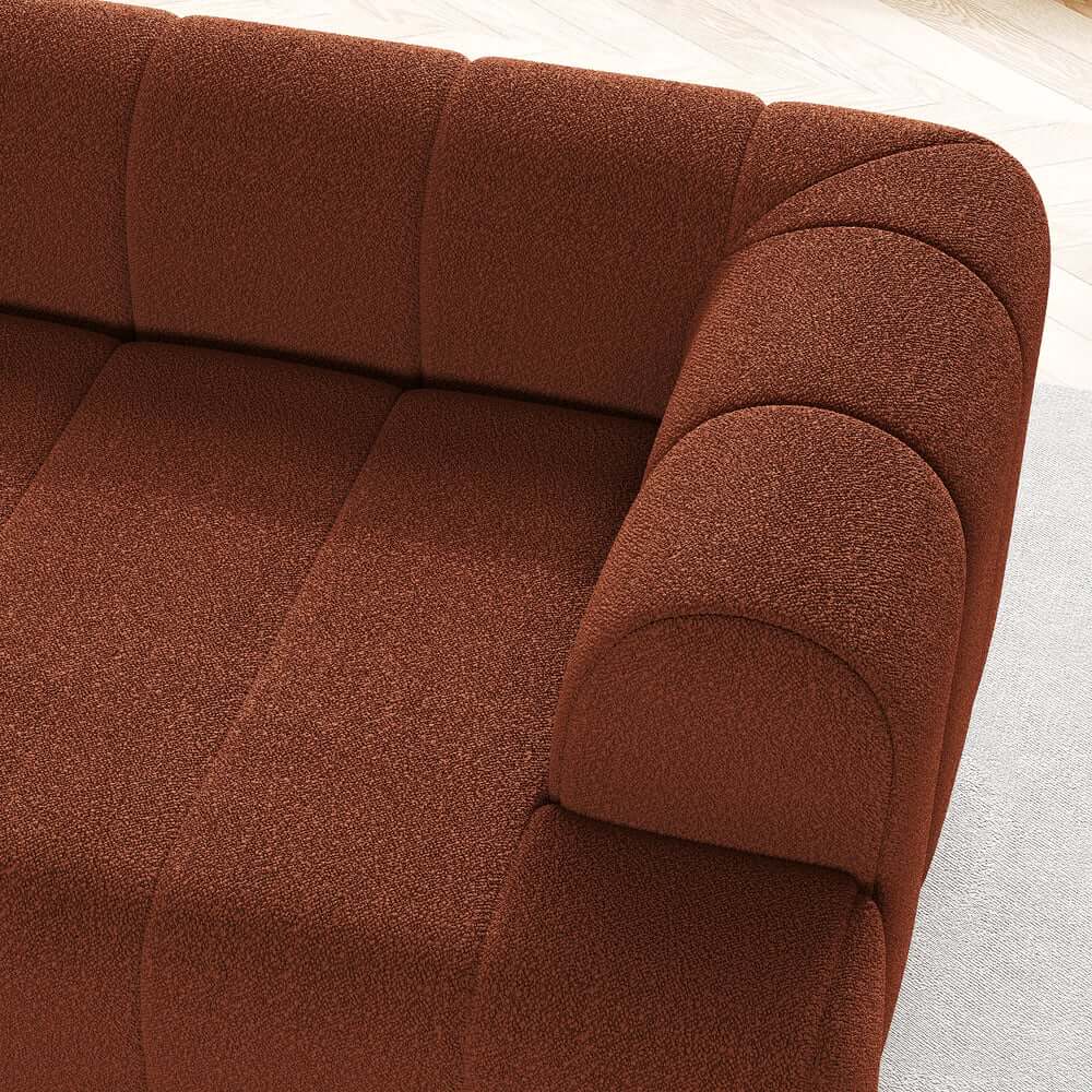 Mid-Century Modern Boucle Loveseat Sofa With Round Arms