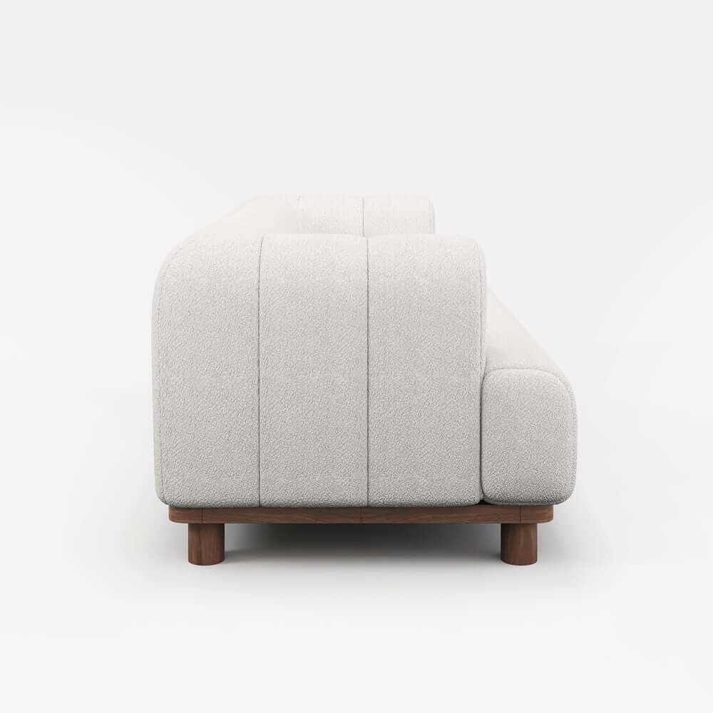 Mid-Century Modern Boucle Loveseat Sofa With Round Arms