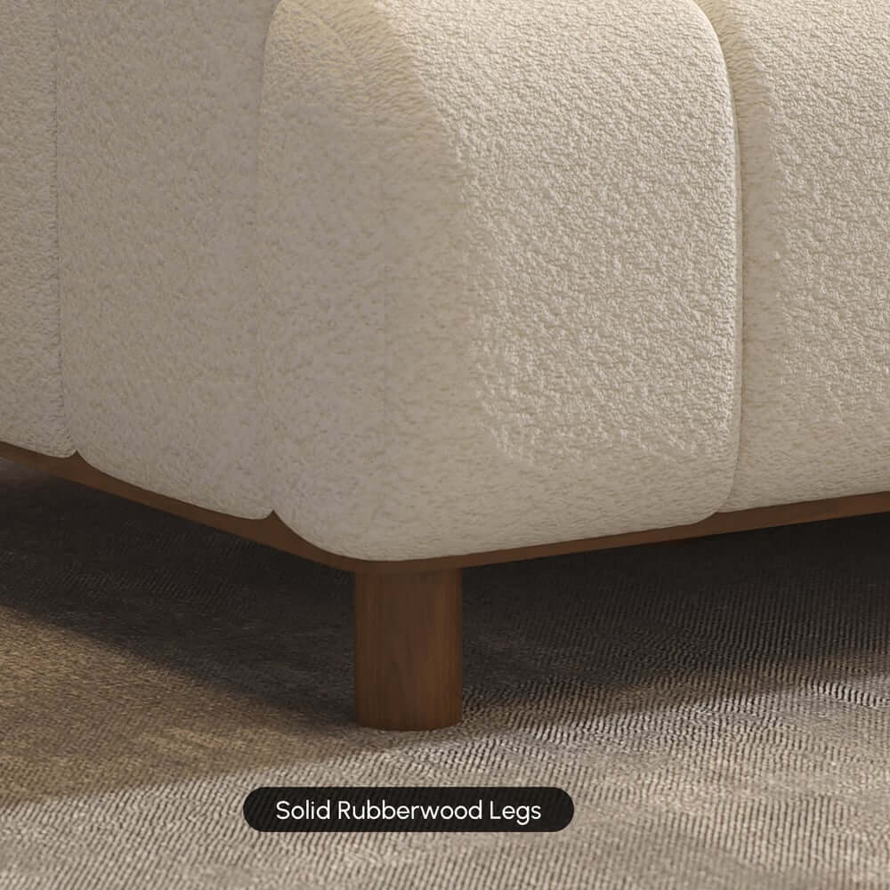 Mid-Century Modern Boucle Loveseat Sofa With Round Arms