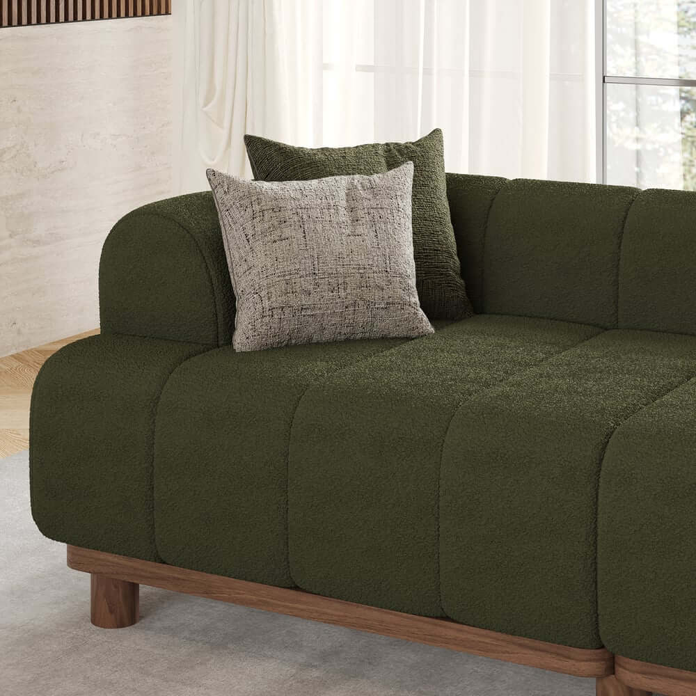 Mid-Century Modern Boucle Loveseat Sofa With Round Arms