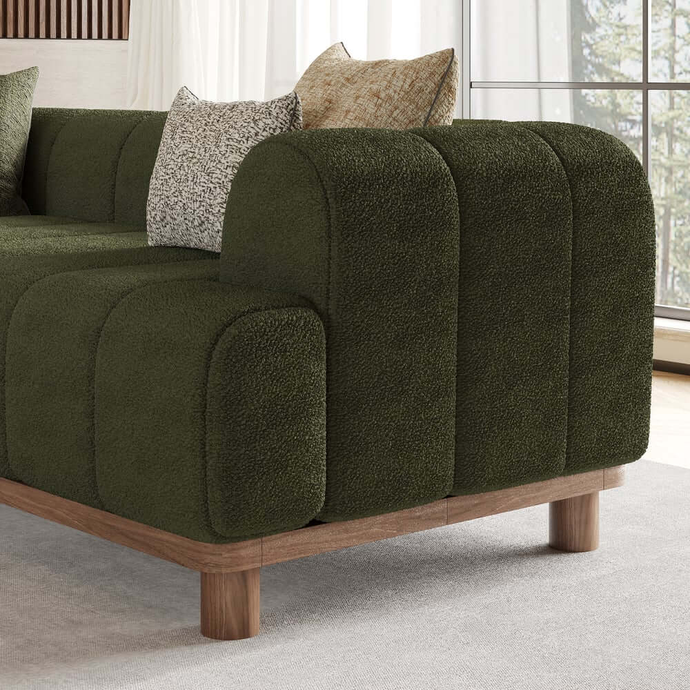 Mid-Century Modern Boucle Loveseat Sofa With Round Arms