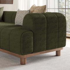 Mid-Century Modern Boucle Loveseat Sofa With Round Arms