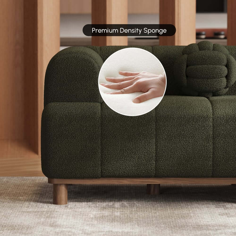 Mid-Century Modern Boucle Loveseat Sofa With Round Arms