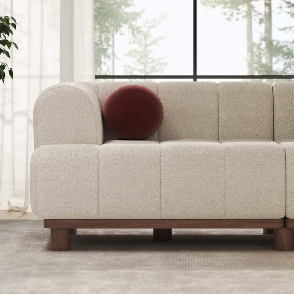 Mid-Century Modern Boucle Loveseat Sofa With Round Arms