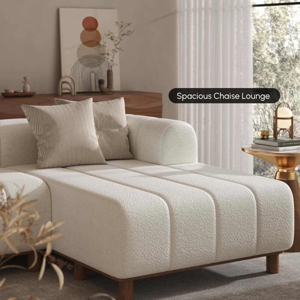 Mid-Century Modern Boucle Loveseat Sofa With Round Arms