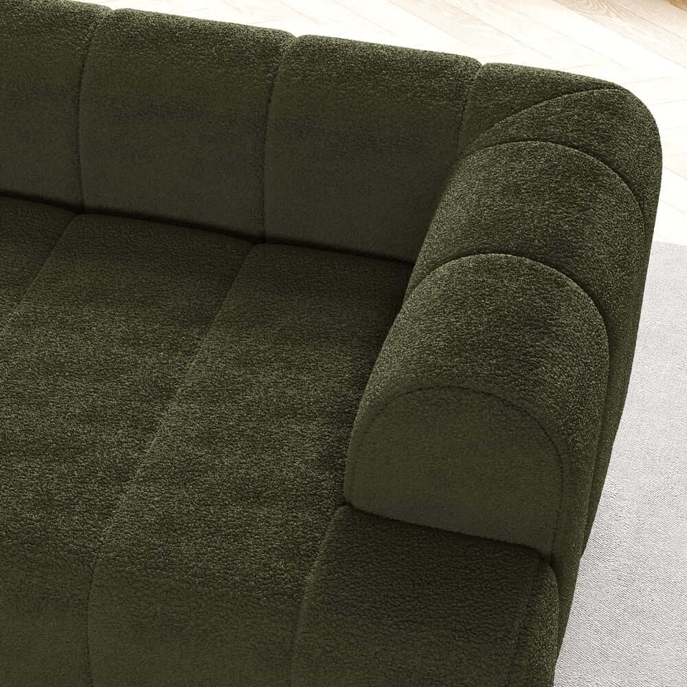 Mid-Century Modern Boucle Loveseat Sofa With Round Arms