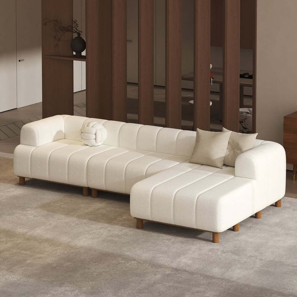 Mid-Century Modern Boucle Loveseat Sofa With Round Arms