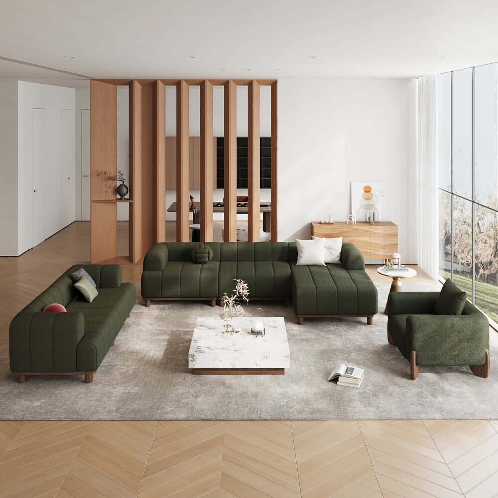 Mid-Century Modern Boucle Loveseat Sofa With Round Arms