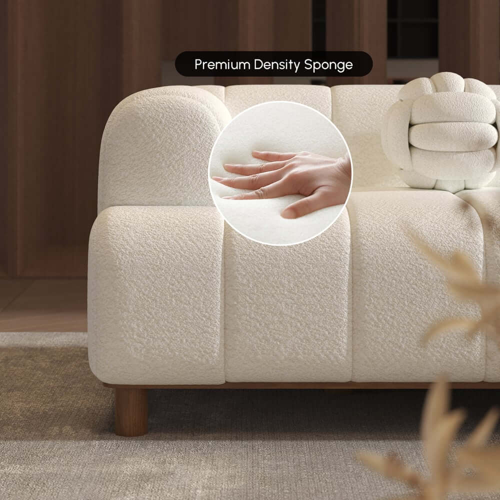 Mid-Century Modern Boucle Loveseat Sofa With Round Arms