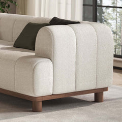 Mid-Century Modern Boucle Loveseat Sofa With Round Arms