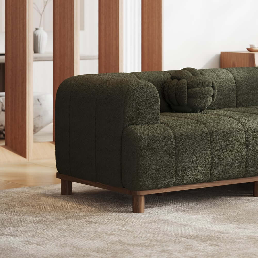 Mid-Century Modern Boucle Loveseat Sofa With Round Arms