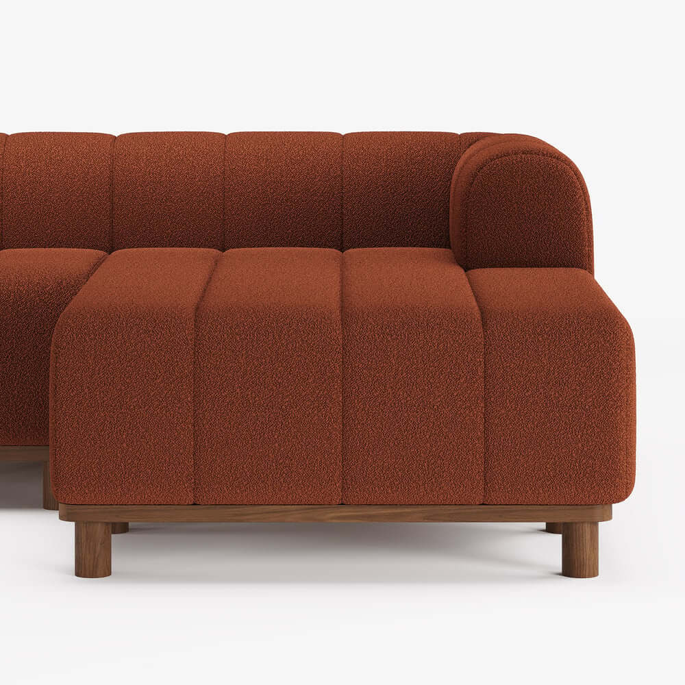 Mid-Century Modern Boucle Loveseat Sofa With Round Arms