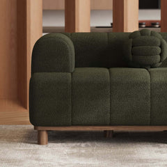 Mid-Century Modern Boucle Loveseat Sofa With Round Arms