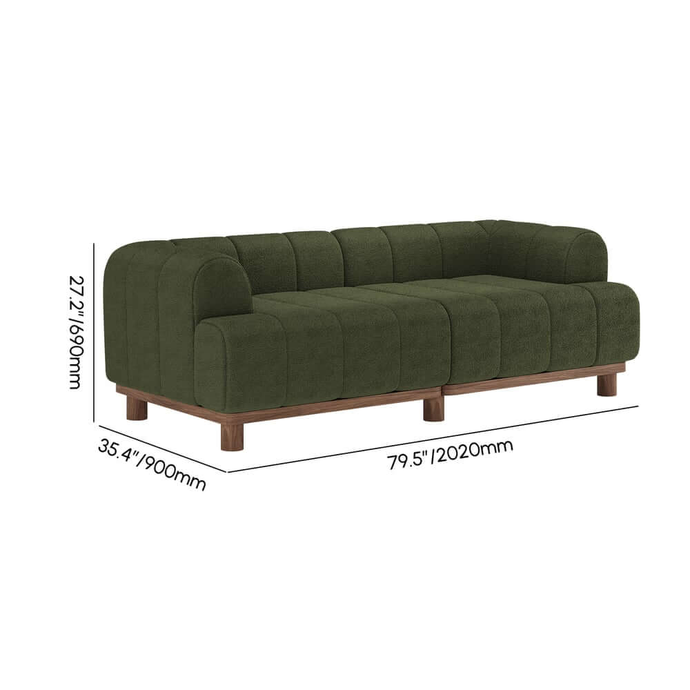 Mid-Century Modern Boucle Loveseat Sofa With Round Arms Dimensions