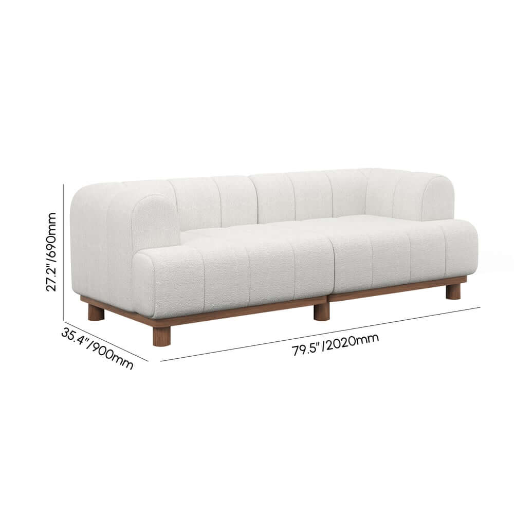 Mid-Century Modern Boucle Loveseat Sofa With Round Arms Dimensions