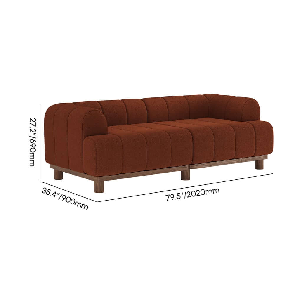 Mid-Century Modern Boucle Loveseat Sofa With Round Arms Dimensions