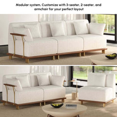 Mid-Century Modern Boucle Modular Sectional Sofa - 3 Pieces
