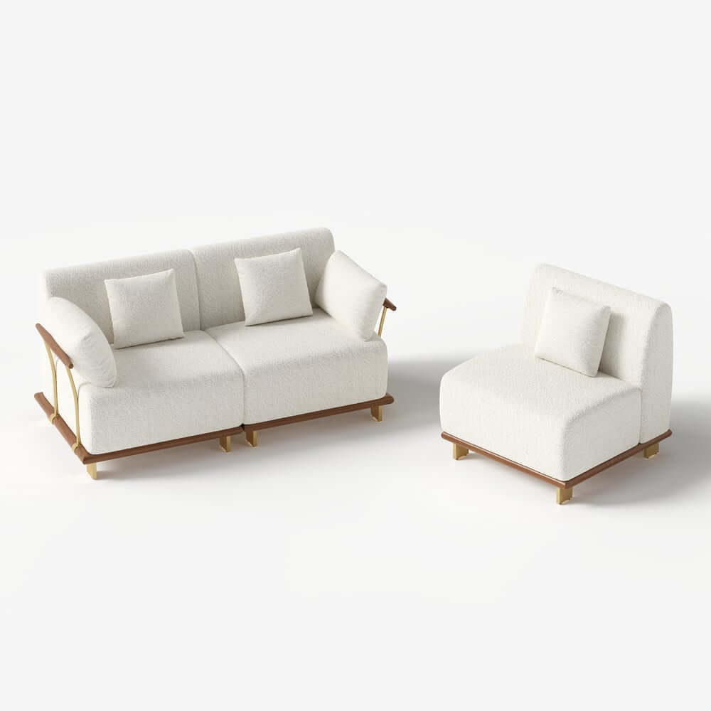 Mid-Century Modern Boucle Modular Sectional Sofa - 3 Pieces