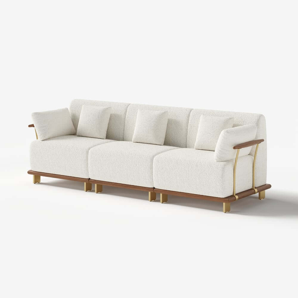 Mid-Century Modern Boucle Modular Sectional Sofa - 3 Pieces
