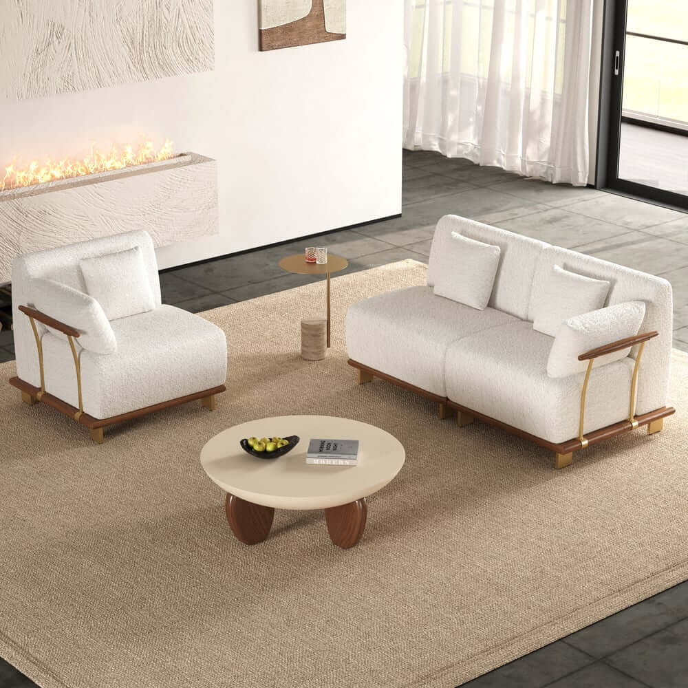 Mid-Century Modern Boucle Modular Sectional Sofa - 3 Pieces