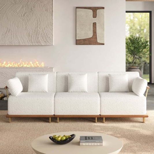 Mid-Century Modern Boucle Modular Sectional Sofa - 3 Pieces