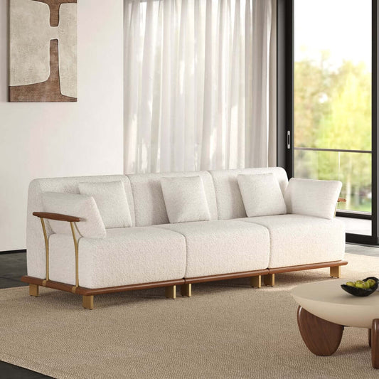 Mid-Century Modern Boucle Modular Sectional Sofa - 3 Pieces Main Product Image