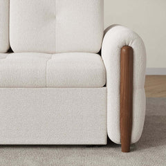 Mid-Century Modern Boucle Sofa Bed With Pull Out Bed
