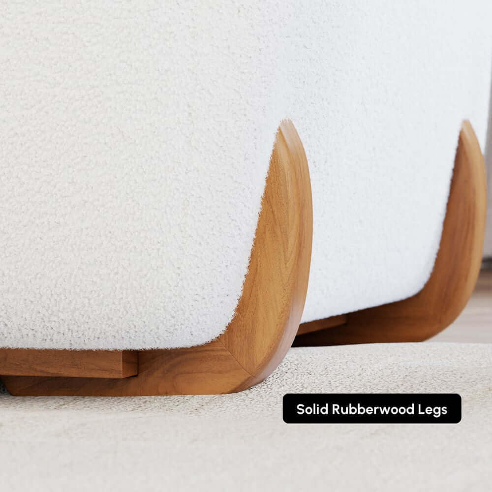 Mid-Century Modern Boucle Sofa Set With Square Arms