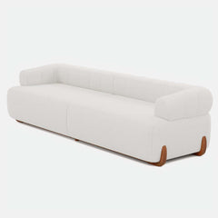 Mid-Century Modern Boucle Sofa Set With Square Arms