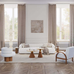 Mid-Century Modern Boucle Sofa Set With Square Arms