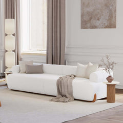 Mid-Century Modern Boucle Sofa Set With Square Arms