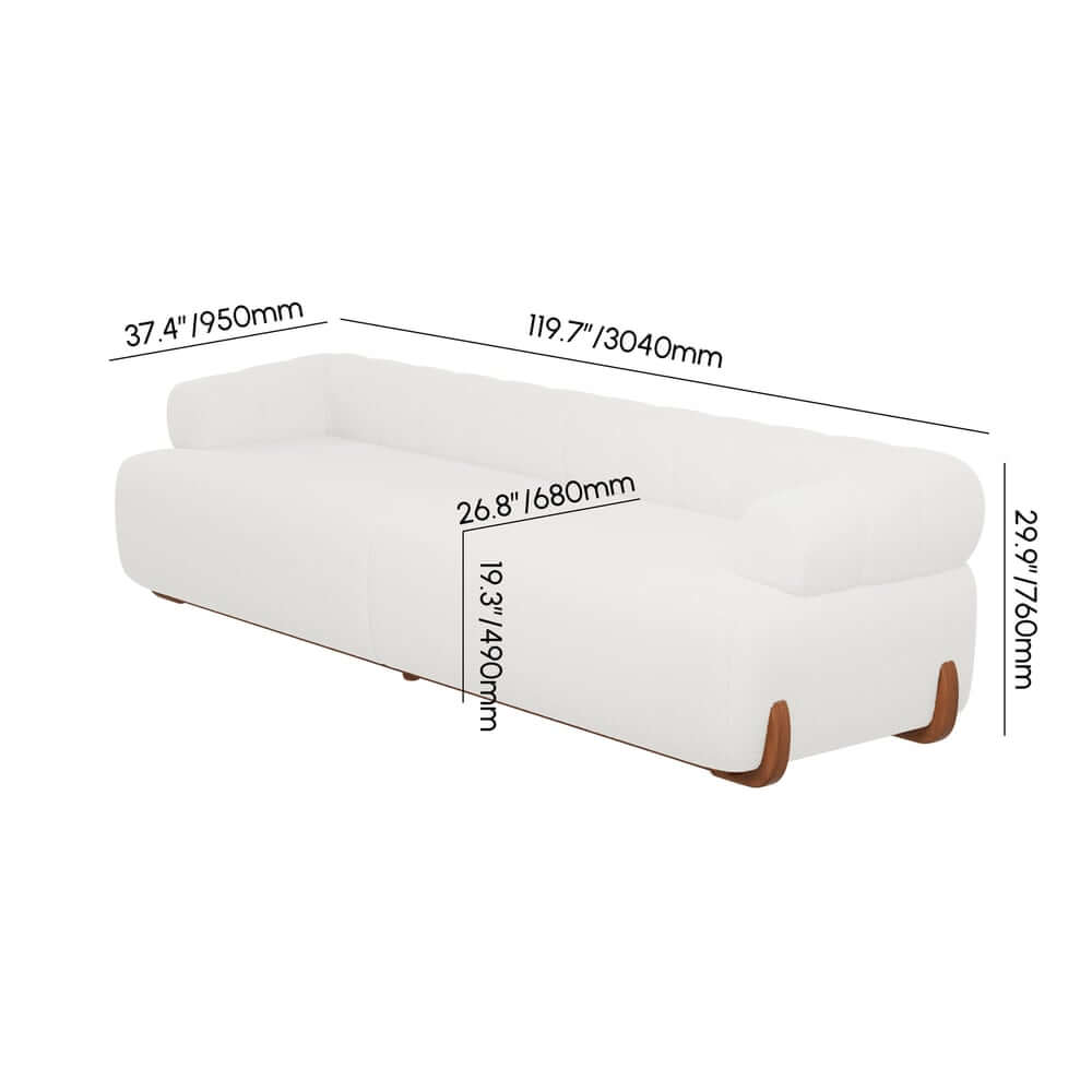 Mid-Century Modern Boucle Sofa Set With Square Arms Dimensions