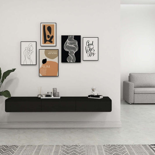 Mid-Century Modern Floating TV Stand With 3 Drawers