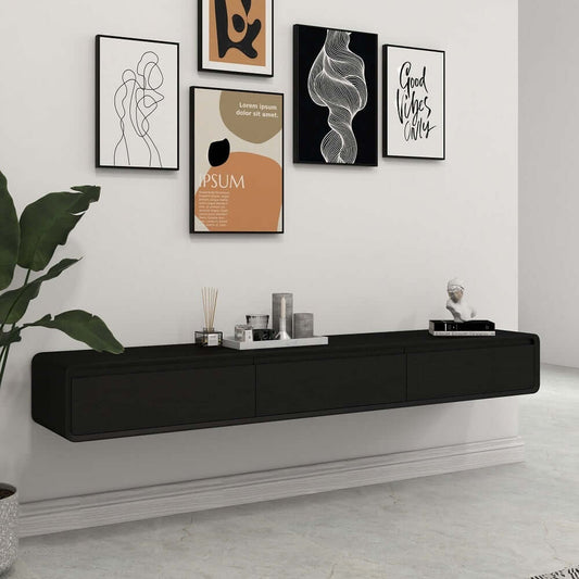 Mid-Century Modern Floating TV Stand With 3 Drawers Main Product Image