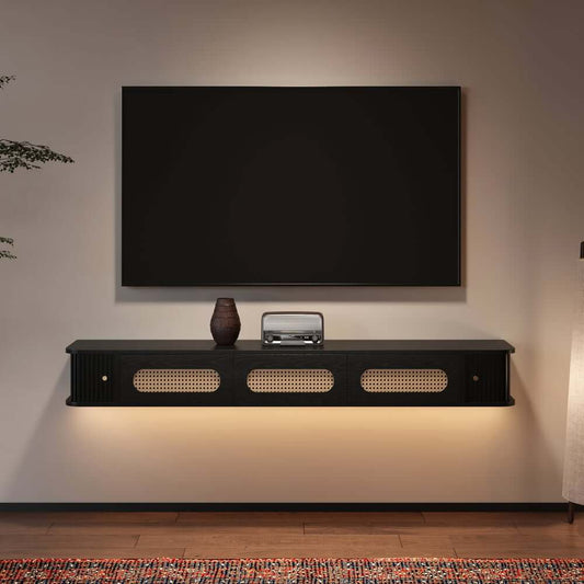 Mid-Century Modern Floating TV Stand with LED Lights