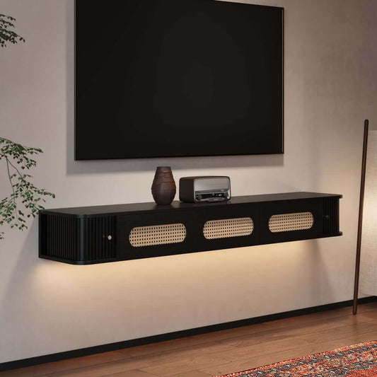 Mid-Century Modern Floating TV Stand with LED Lights Main Product Image