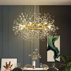 Mid-Century Modern Gold Iron Chandelier with 12 Lights