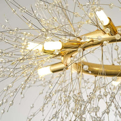 Mid-Century Modern Gold Iron Chandelier with 12 Lights