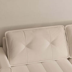 Mid-Century Modern Leather Sofa Bed With Adjustable Backrest