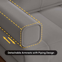 Mid-Century Modern Leather Sofa Bed With Adjustable Backrest