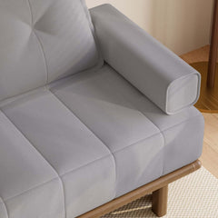 Mid-Century Modern Leather Sofa Bed With Adjustable Backrest