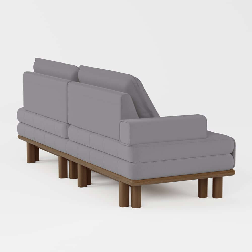 Mid-Century Modern Leather Sofa Bed With Adjustable Backrest