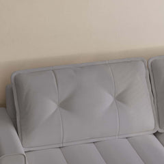 Mid-Century Modern Leather Sofa Bed With Adjustable Backrest